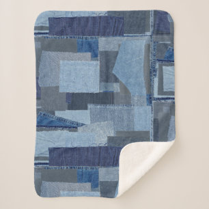 Manta Sherpa Dril de algodón azul Shibori del remiendo de Boro