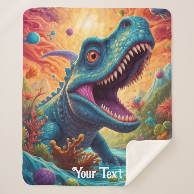 Manta Sherpa Ducha para bebé Dino-Mite (Anverso)