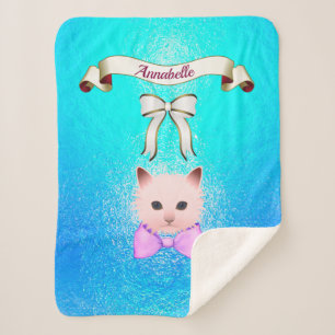 Manta Sherpa Dulce gato gracioso con nombre de vaca personaliza