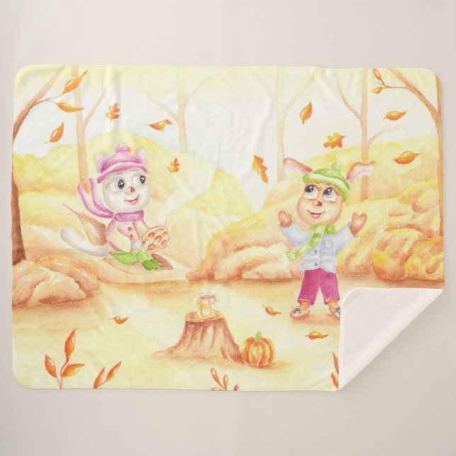 Manta Sherpa Dulce paseo otoñal por el bosque (Anverso (horizontal))