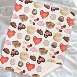 Manta Sherpa Dulce Patrón de Corazones de Chocolate de Colores 
