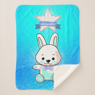 Manta Sherpa Dulce y gracioso sonriente nombre de conejito pers