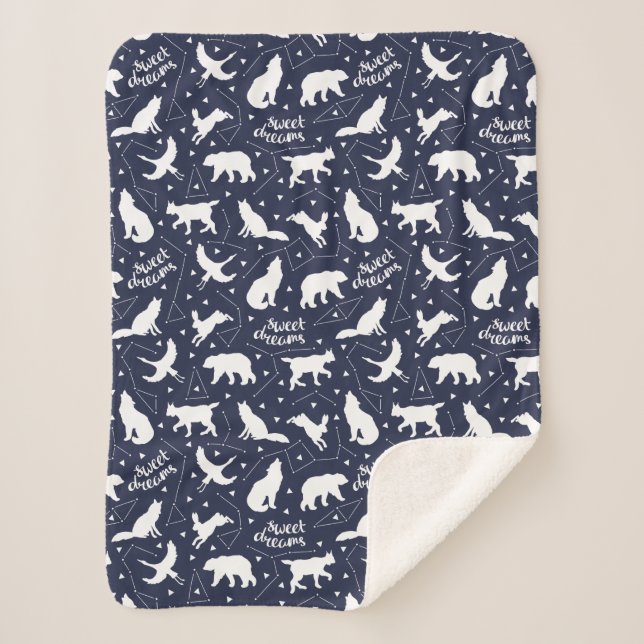 Manta Sherpa Dulces sueños | Constelaciones de estrellas (Anverso)