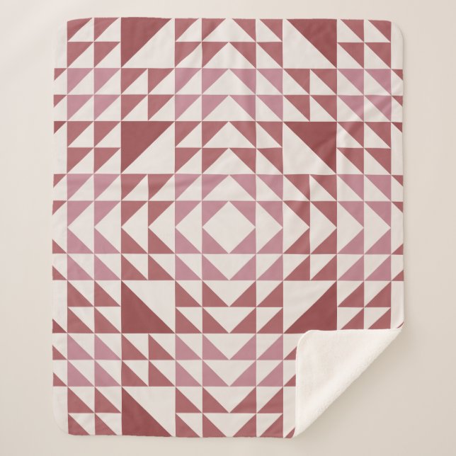 Manta Sherpa Dusty Rose Geometric Quilt Pattern (Anverso)