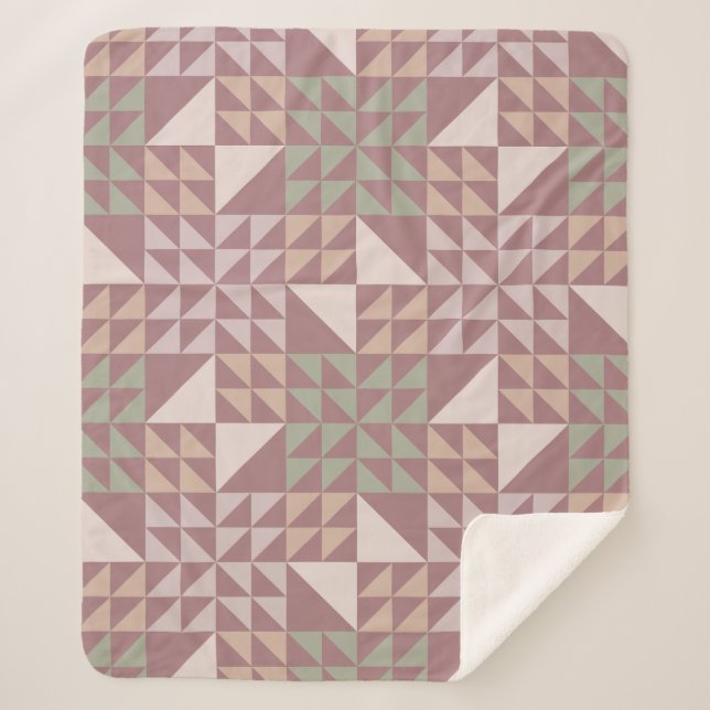Manta Sherpa Dusty Rose Geometric Quilt Pattern (Anverso)