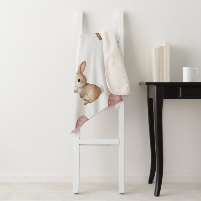 Manta Sherpa Easter Whimsy – Seamless Bunny & Lily Pattern (In situ)