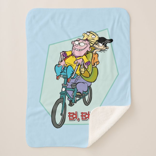 Manta Sherpa Ed, Edd, y Eddy en una bicicleta (Anverso)