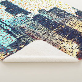 Manta Sherpa Edificios de la ciudad azul en estilo mosaico con 