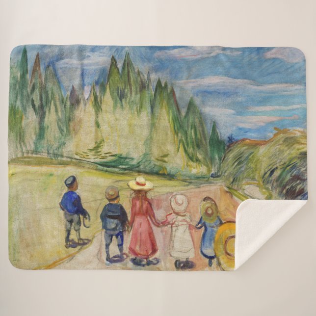 Manta Sherpa Edvard Munch - El bosque de cuento de hadas (Anverso (horizontal))