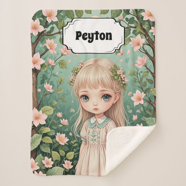 Manta Sherpa El abrazo de Blossom personalizado (Anverso)