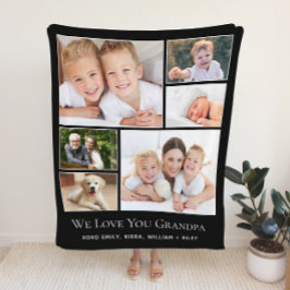 Manta Sherpa El abuelo te ama la foto personalizada negro