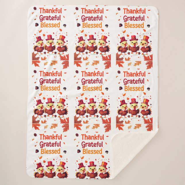 Manta Sherpa El Agradecido Día de Acción de Gracias con Estilo (Anverso)