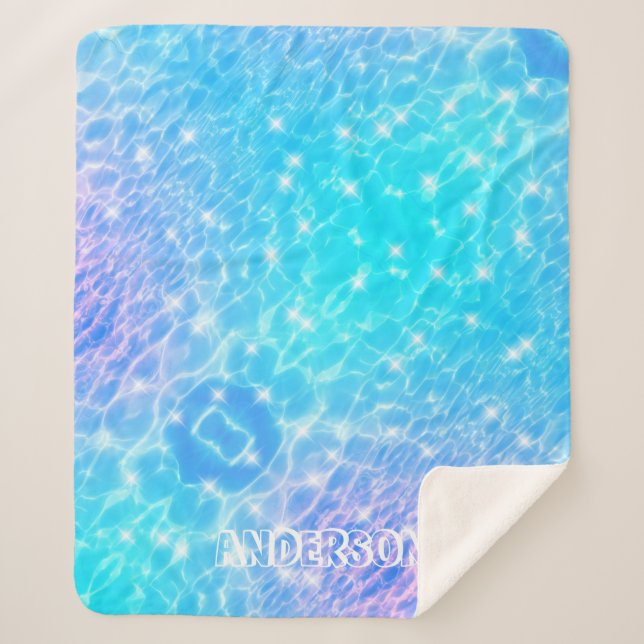 Manta Sherpa El agua riega texturas de agua nombre personalizad (Anverso)
