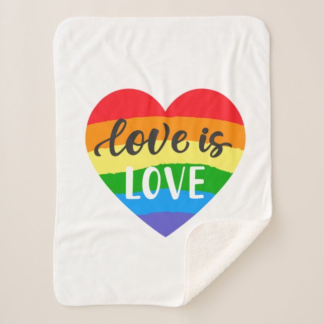 Manta Sherpa El amor es amor corazón arcoiris (Anverso)