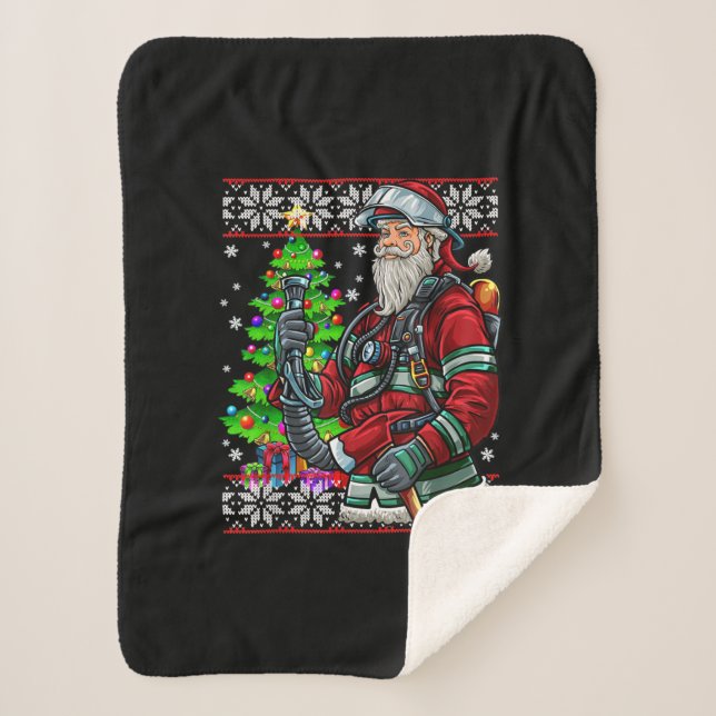 Manta Sherpa El bombero Santa Claus Fireman disfrazado fea (Anverso)