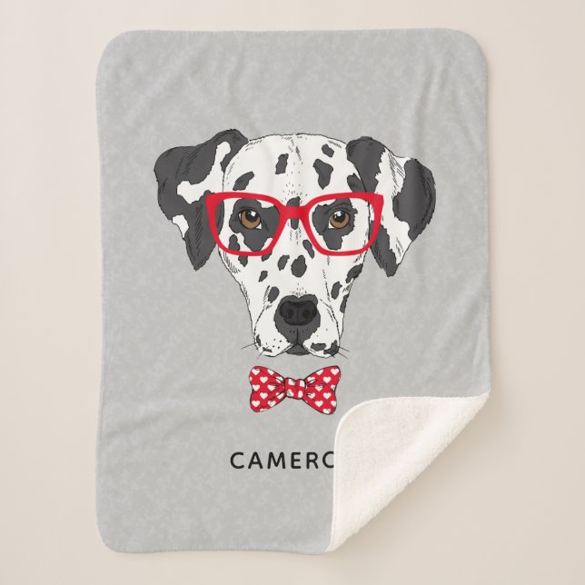 Manta Sherpa El Dalmatian de moda el | añade su nombre (Anverso)