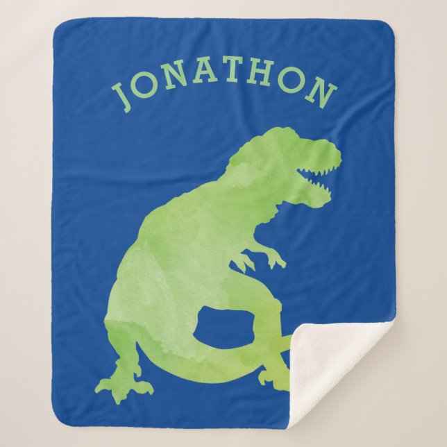 Manta Sherpa El dinosaurio verde de la silueta de la acuarela (Anverso)