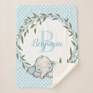 Manta Sherpa El elefante azul verde es un niño personalizado