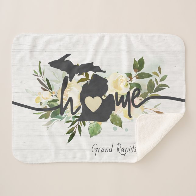 Manta Sherpa El estado de Michigan personalizó tu ciudad natal (Anverso (horizontal))