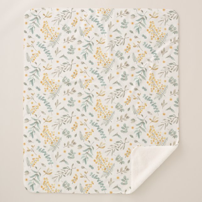 Manta Sherpa El eucalipto australiano amarillo del zarzo sale (Anverso)