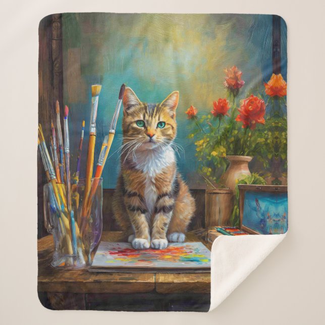 Manta Sherpa El gato artístico (Anverso)