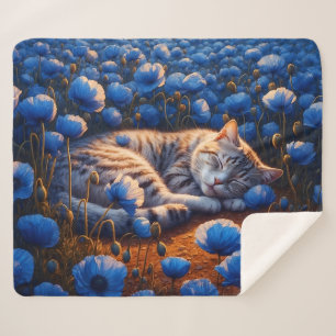 Manta Sherpa El gato de decoración sueña flores de campo animal