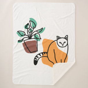 Manta Sherpa El gato y la planta