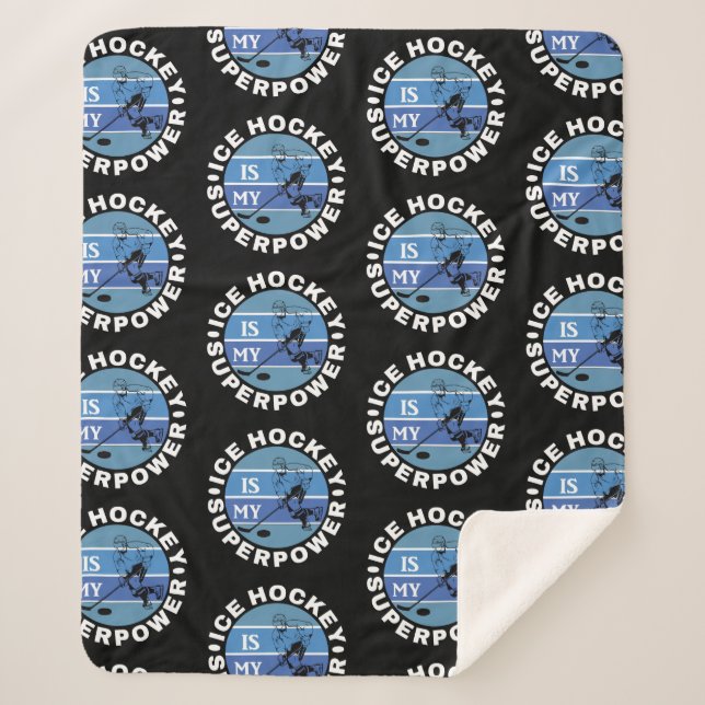 Manta Sherpa El Hockey Sobre Hielo Es Mi Superpotencia (Anverso)