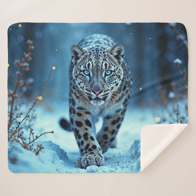 Manta Sherpa El invierno silvestre agudo ojos brillantes congel (Anverso (horizontal))