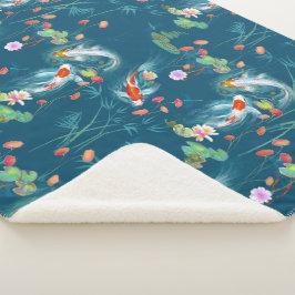 Manta Sherpa El jardín acuático japonés Verde azulado Sherpa Bl