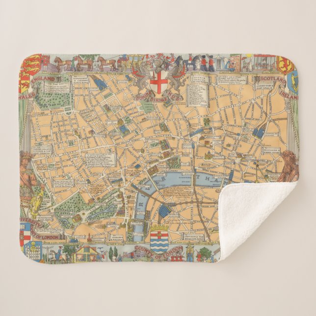 Manta Sherpa El mapa de los niños de Londres, Inglaterra (Anverso (horizontal))