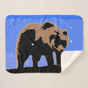 Manta Sherpa El oso pardo en invierno - Arte de vida salvaje or