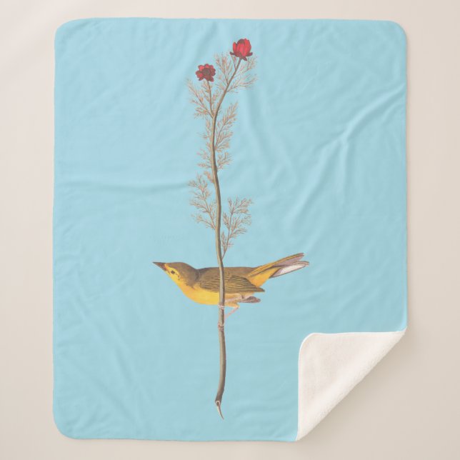 Manta Sherpa El pájaro embrujado de Audubon sobre la flor roja (Anverso)