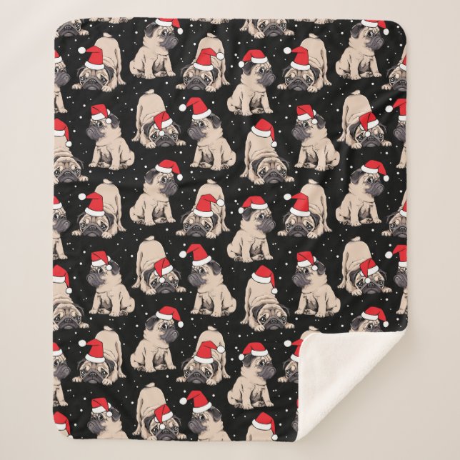 Manta Sherpa El patrón de los higos en Santa Hats (Anverso)