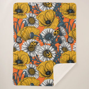 Manta Sherpa El prado en amarillo y azul