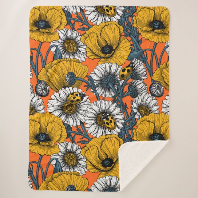 Manta Sherpa El prado en amarillo y azul (Anverso)