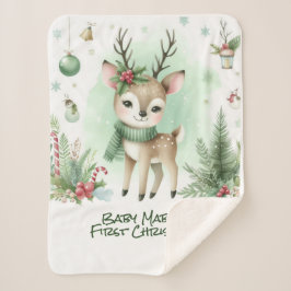 Manta Sherpa El primer verde de los renos navideños del bebé