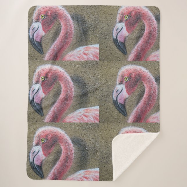 Manta Sherpa El rosa del flamenco del pájaro empluma destino (Anverso)