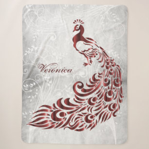Manta Sherpa El Sherpa Blanket personalizado del Peacock Rojo