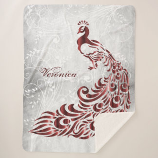 Manta Sherpa El Sherpa Blanket personalizado del Peacock Rojo