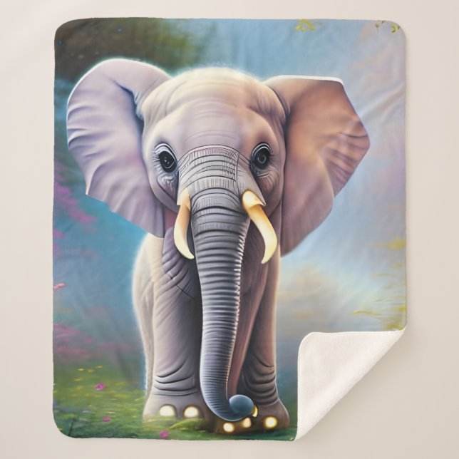 Manta Sherpa Elefante bebé (Anverso)