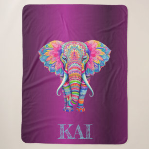 Manta Sherpa Elefante Boho - Diseño de Mandala personalizado