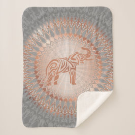 Manta Sherpa Elefante gris dorado Rosa Mandala