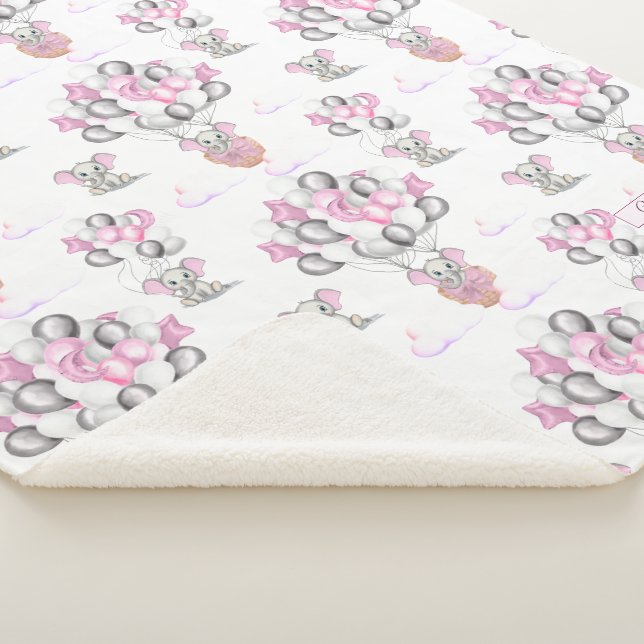 Manta Sherpa Elefantes Cute Globos y Nubes Niña Bebé (3/4)