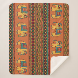 Manta Sherpa Elefantes Indios, Naranjas Tradicionales Sin Marea