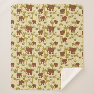 Manta Sherpa Elefantes y palmas en camuflaje