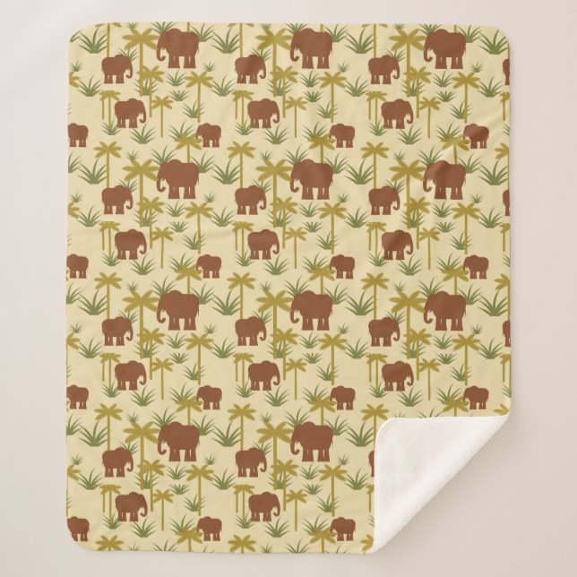 Manta Sherpa Elefantes y palmas en camuflaje (Anverso)