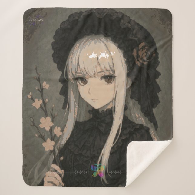 Manta Sherpa Elegance of the Midnight Blossom Maiden Premium (Anverso)