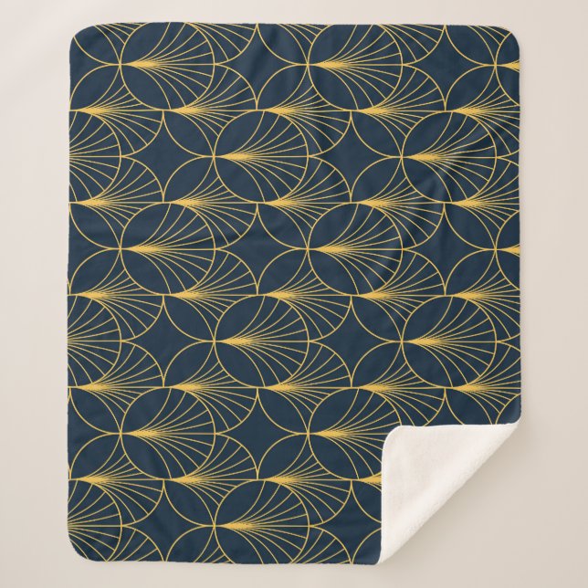 Manta Sherpa Elegancia Art Deco: Motivos de fans (Anverso)