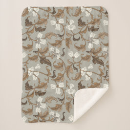 Manta Sherpa Elegancia botánica vintage